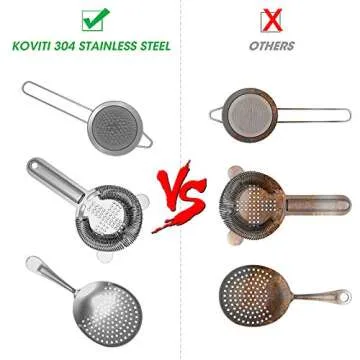 Cocktail Strainer-Stainless Steel Bar Tools Bartender Cocktail Strainer Set:Hawthorne Strainer,Julep...