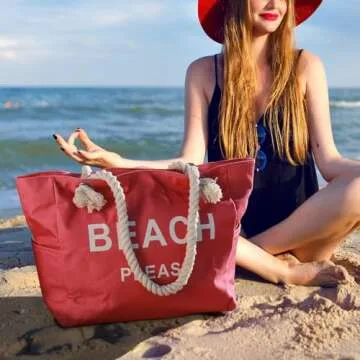 Canvas Tote Bags Gifts for Women Wife Girlfriend Mother Ladies Her Large Waterproof Carry On Bag with Zipper Pockets for Birthday Anniversary Galentines Day Present for Beach Travel Shopping Work