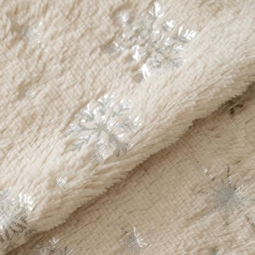 MIULEE Christmas Set of 2 Decorative Throw Pillow Covers, Soft Faux Fur Winter Pillow Covers with Silver Snowflake Glitter Printed Cute Pillowcases for Couch Sofa Bed, 20 X 20 Inch, Beige