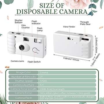 Treela 4 Pack Disposable Camera for Wedding 35mm Film Single Use Camera with Flash Disposable Camera...