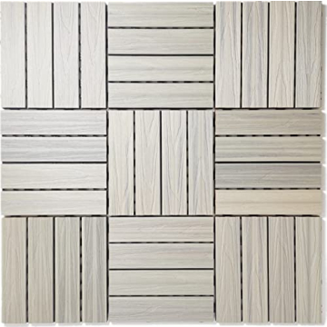 buimpome Wood-Plastic Composite Patio Deck Tiles (3D Organic White,9 PCs),DIY Interlocking Decking T...