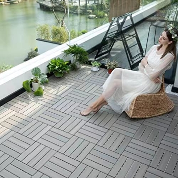 Buimpome Wood-Plastic Outdoor Flooring Tiles 3D Organic