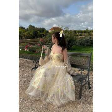 Sevintage Sky Blue Prom Dresses 2023 for Teens Tulle Sleeveless Sweetheart Spaghetti Straps Flower Embroidery A-Line Formal Party Gowns Tea Length US12