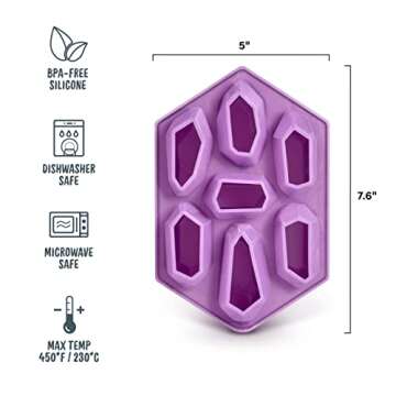 Genuine Fred CRYSTAL ICE TRAY, Silicone Ice Tray, Purple, 7.6 x 5 x 1.4 inches