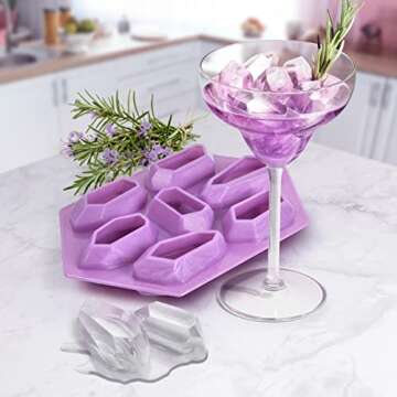 Genuine Fred CRYSTAL ICE TRAY, Silicone Ice Tray, Purple, 7.6 x 5 x 1.4 inches