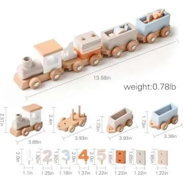 Mamimami Home Wooden Train Set Wooden Toys Train Set for Toddlers 2-4 Wooden Baby Toys Wooden Toys for Toddlers 1-3 Train Toys with Numbers 1-5 and Blocks Wooden Train Toys for Baby Gift