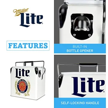 Miller Lite Retro Ice Chest Cooler with Bottle Opener