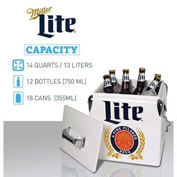 Miller Lite Retro Ice Chest Cooler with Bottle Opener