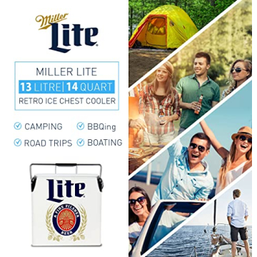 Miller Lite Retro Ice Chest Cooler with Bottle Opener