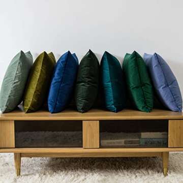 JUSPURBET Dark Green Christmas Velvet Throw Pillow Covers 20x20 inch Set of 2 for Living Room Couch Sofa Bedroom Decorative Square Solid Soft Cushion Cases with Invisible Zipper