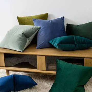 JUSPURBET Dark Green Velvet Pillow Covers Set of 2 - Luxurious Home Decor