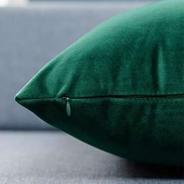 JUSPURBET Dark Green Christmas Velvet Throw Pillow Covers 20x20 inch Set of 2 for Living Room Couch Sofa Bedroom Decorative Square Solid Soft Cushion Cases with Invisible Zipper