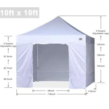 ABCCANOPY Easy Pop Up Canopy Tent with Sidewalls 10x10 Commercial -Series, White