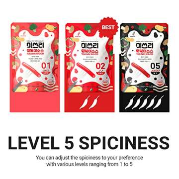 MISSLEE Tteokbokki Sauce Mix, for Quick & Easy tteokbokki at home, 5 Pack, 2 Servings each, Level 2 Original, Authentic Korean Flavor with Balanced Spiciness, Korean Sauce for Rice Cakes, Stir-Fries & More (1.76oz(pack of 5), Mild&Sweet)