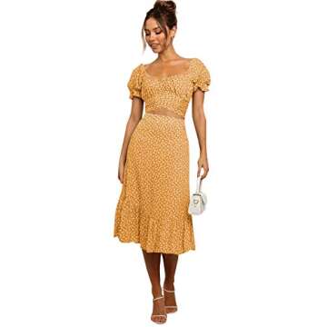 LYANER Floral Crop Top and Midi Skirt Set - Yellow