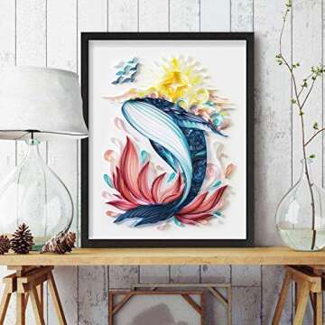 Panit by Numbers for Adults Beginner, Paper Filigree Painting - Whale Quilling Paper Painting, Handmade DIY Craft Wall Decoration(Painting kit+Tools kit)