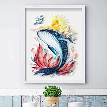 Panit by Numbers for Adults Beginner, Paper Filigree Painting - Whale Quilling Paper Painting, Handmade DIY Craft Wall Decoration(Painting kit+Tools kit)