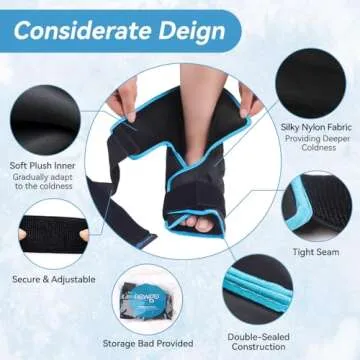 NEWGO Ice Pack Foot Ice Pack Wrap for Plantar Fasciitis, Gel Ice Pack for Ankle Foot Surgery Recovery, Achilles Tendonitis, Broken Foot, Hot Cold Therapy Ice Boot for Ankle Heel Injuries