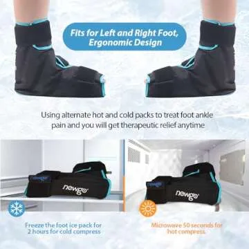 NEWGO Ice Pack Foot Ice Pack Wrap for Plantar Fasciitis, Gel Ice Pack for Ankle Foot Surgery Recovery, Achilles Tendonitis, Broken Foot, Hot Cold Therapy Ice Boot for Ankle Heel Injuries