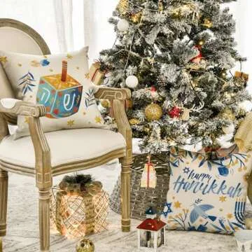 Happy Hanukkah Menorah Dreidel Pillow Covers Set of 4