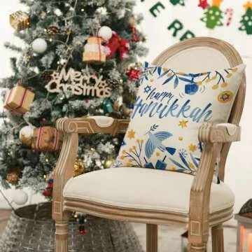 Happy Hanukkah Menorah Dreidel Pillow Covers Set of 4