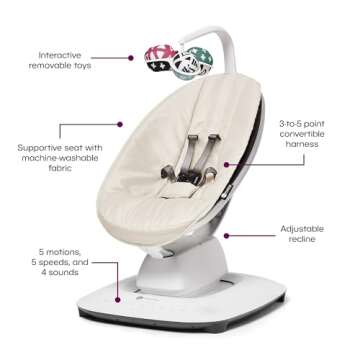 4moms MamaRoo Multi-Motion Baby Swing: Bluetooth, 5 Motions, Birch