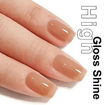 MAYCHAO Jelly Gel Nail Polish -15ML Nude Brown Jelly Gel Polish Soak Off UV LED Sheer Brown Nail Polish for DIY Manicure Home Salon Nail Art, 0.5 OZ