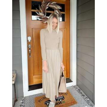 ZESICA Womens Turtleneck Long Sleeve Sweater Dress