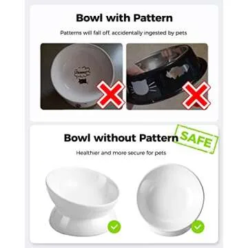 LoeJan Elevated Cat Food Bowl, 5 Oz Ceramic Raised and Tilted Water Bowl, Anti Vomiting and Protect Pets' Spines Dishes for Small Dog, Fat Faced Cat, Kitten (White, 1 Pack)