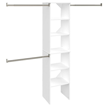 Adjustable Wood Closet Organizer with Expandable Rods & Shelves
