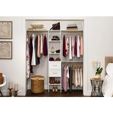 Adjustable Wood Closet Organizer Expandable Rods Shelves