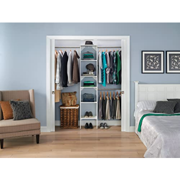 Adjustable Wood Closet Organizer Expandable Rods Shelves