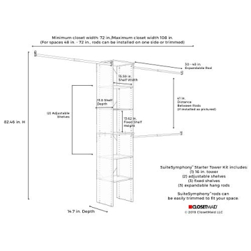 Adjustable Wood Closet Organizer Expandable Rods Shelves