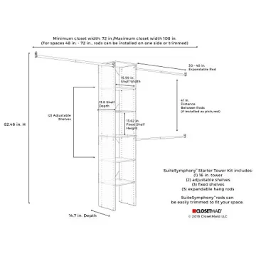 Adjustable Wood Closet Organizer Expandable Rods Shelves