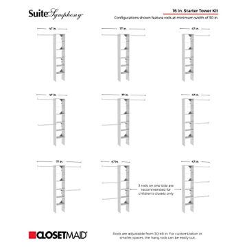 Adjustable Wood Closet Organizer Expandable Rods Shelves
