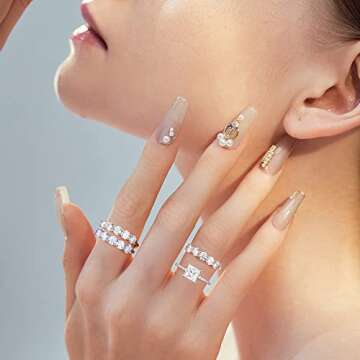 5 Stone Moissanite Rings for Women, 3.75MM D Color VVS1 Clarity Lab Created Moissanite Anniversary Rings 14K White Gold Filled S925 Sterling Silver 5 Stone Moissanite Wedding Bands for Women Jewelry