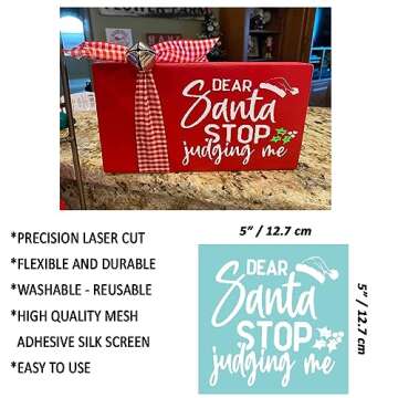 Silk Screen Stencil – DIY Adhesive Stencils Reusable - Merry Christmas Stencil - Mesh Transfers St...