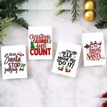 Silk Screen Stencil – DIY Adhesive Stencils Reusable - Merry Christmas Stencil - Mesh Transfers Stencils for Crafts, Wood Signs & More (Fun Christmas Stencils)