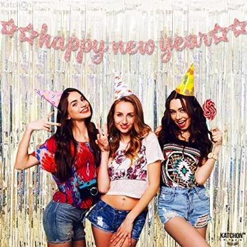 KatchOn, Big Rose Gold Happy New Year Banners - Pre-Strung, 10 Feet | Happy New Year 2025 Banner, Rose Gold Happy New Year Decorations | New Years Eve Party Supplies 2025 | Pink New Years Decorations
