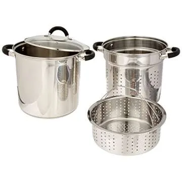 ExcelSteel 12 Qt Stainless Steel Pasta Cooker with Steamer Basket