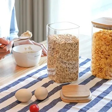 Stylish ComSaf Airtight Glass Storage Canister with Bamboo Lid
