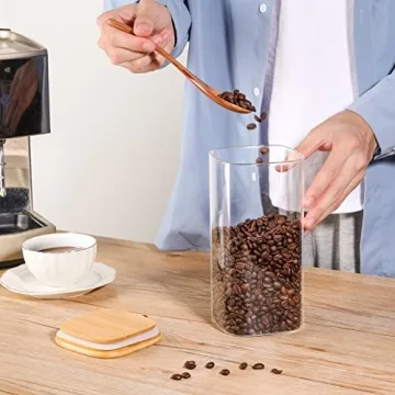 Stylish ComSaf Airtight Glass Storage Canister with Bamboo Lid
