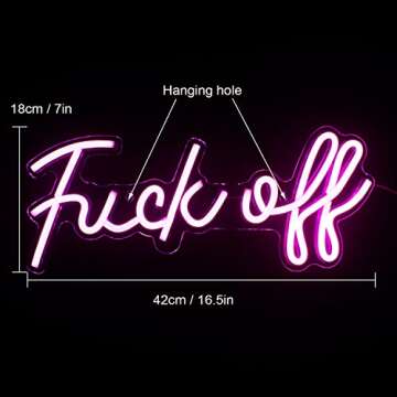Lucunstar Fuck Off Neon Sign,Neon Signs for Wall Decor,Pink Neon Sign,Pink Room Decor,Neon Light for...