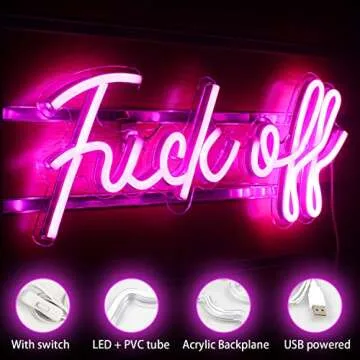Lucunstar Fuck Off Neon Sign,Neon Signs for Wall Decor,Pink Neon Sign,Pink Room Decor,Neon Light for Wall Decor USB/Switch Operated Led Sign for Bedroom Wall Decor for Room,Game Room,Bar Party