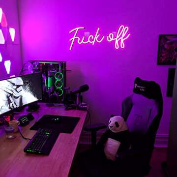 Lucunstar Fuck Off Neon Sign,Neon Signs for Wall Decor,Pink Neon Sign,Pink Room Decor,Neon Light for Wall Decor USB/Switch Operated Led Sign for Bedroom Wall Decor for Room,Game Room,Bar Party