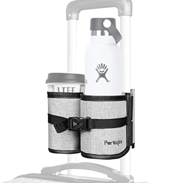 Perilogics Luggage Travel Cup Holder Attachment for Suitcase Drink, Coffee Mug, Bottle Caddy. Travel...