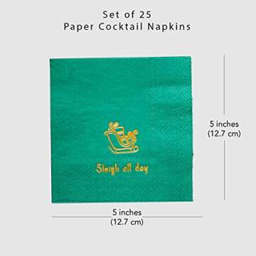 Coterie Holiday Cocktail Napkins (Set of 25) - Christmas Cocktail Napkins, Fun Cocktail Napkins, Fun...