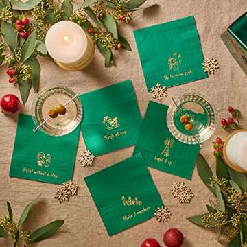 Coterie Holiday Cocktail Napkins (Set of 25) - Christmas Cocktail Napkins, Fun Cocktail Napkins, Funny Paper Napkins, Witty Holiday Napkins | 5" Paper Napkins