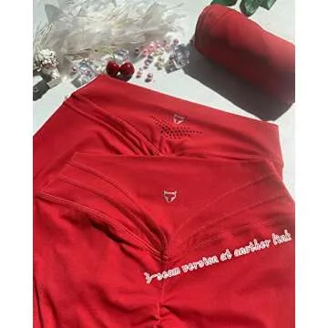 TomTiger Yoga Shorts for Women Tummy Control High Waist Biker Shorts Exercise Workout Butt Lifting Tights Women's Short Pants (Pepper Red, M)