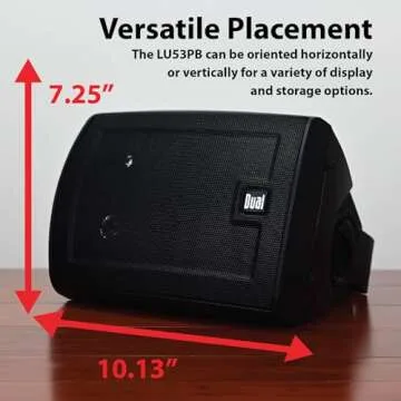 Dual Electronics LU53PB 5.25" 3-Way High Performance Outdoor Indoor Speakers | Effortless Set Up | Home, Pool, Patio, Garage Use | Weather Resistant | Expansive Stereo Sound Coverage | Black